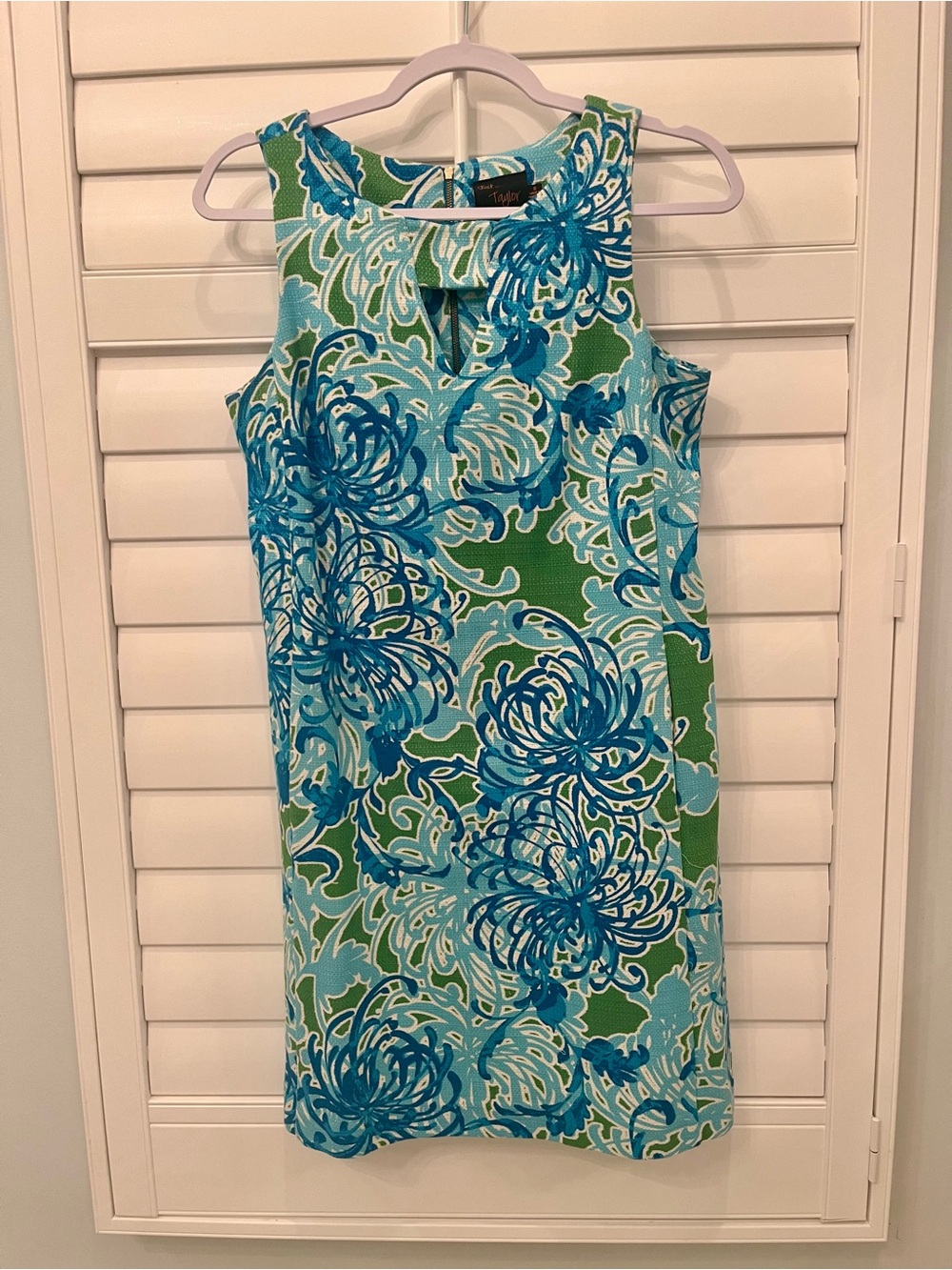 Just…Taylor Vibrant Blue & Green Floral Shift Dress size 8